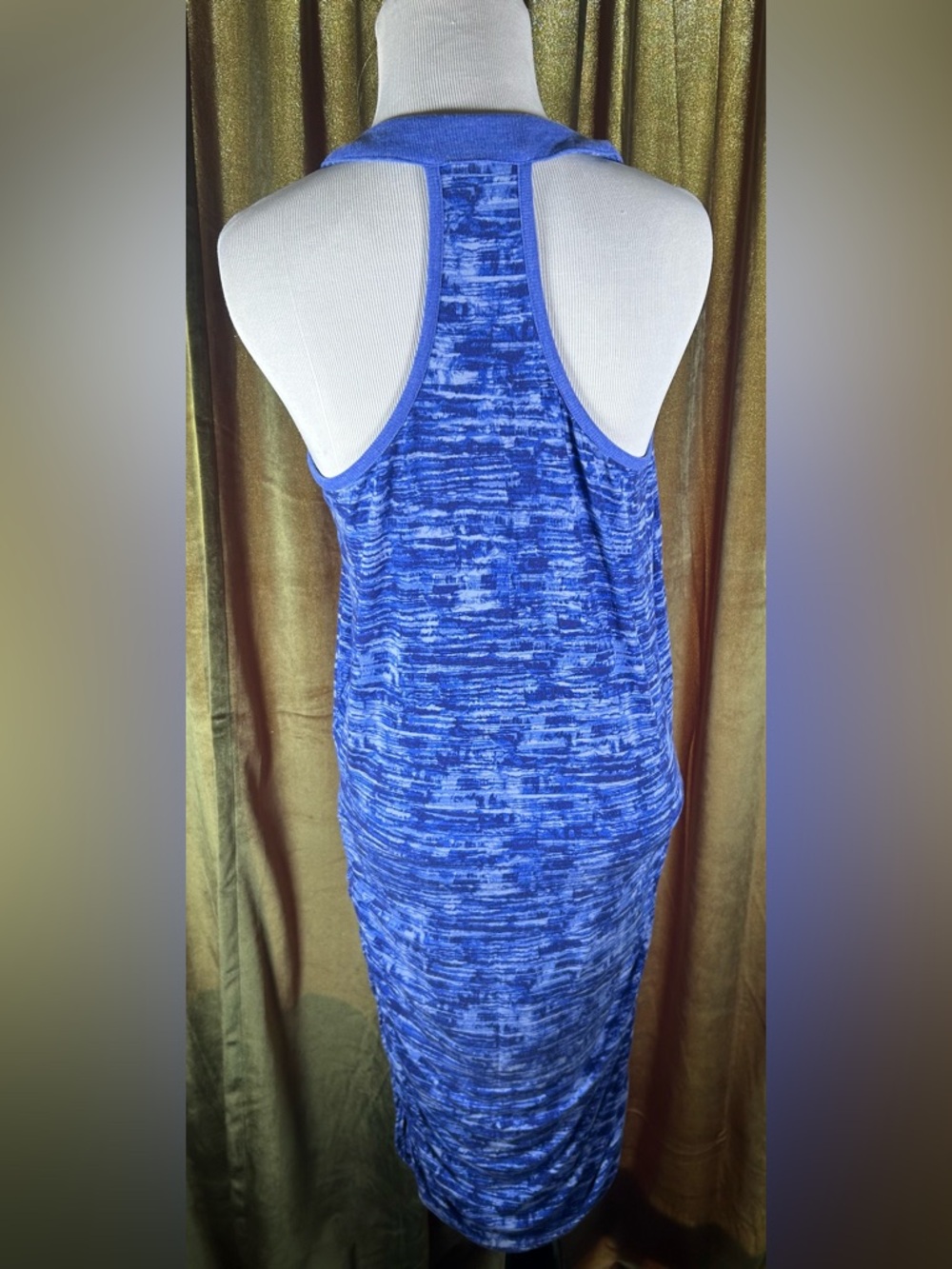 Athleta Blue Space-Dye Racerback Ruched Side Sheath Dress - Picture 3 of 5